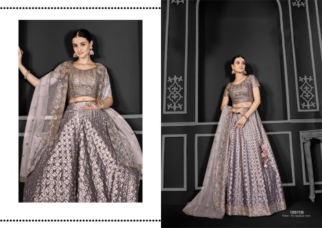 Women's Embroidered Semi-Stitched Lehenga Choli with Dupatta | Light Purple