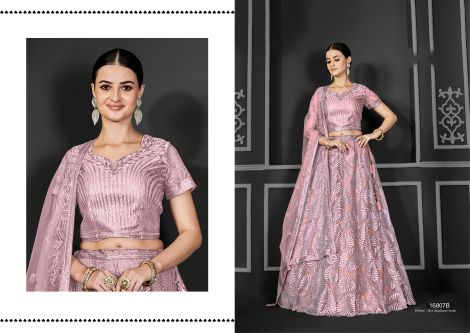 Women's Net Semi-Stitched Lehenga Choli with Dupatta | Pink
