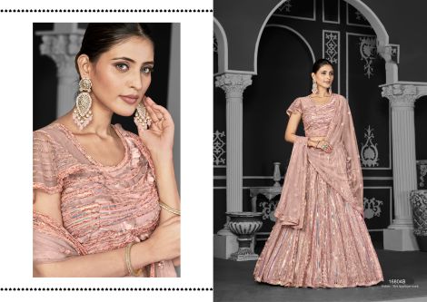 Women's Embroidered Semi-Stitched Lehenga Choli with Dupatta | Peach