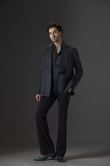 Noir Stellar Studded Tuxedo Set