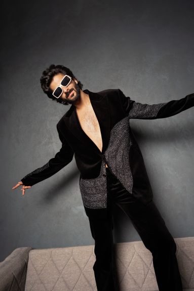 Noir Suede Tuxedo Set