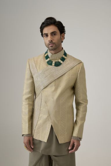 The Golden Mirage Asymmetric Jodhpuri Set