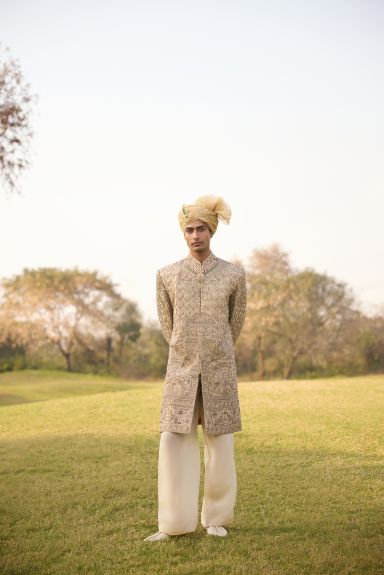 The Grandeur Gold Embroidered Wedding Sherwani