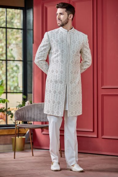 Ivory Grace Lucknowi Sherwani