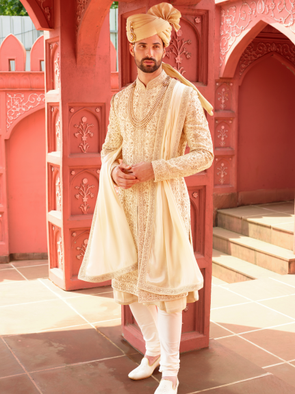 Royal Gold Blossom Sherwani