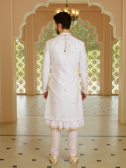 Petal Pink Floral Work Sherwani