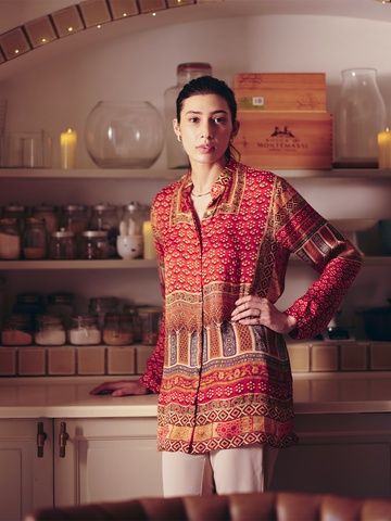 ORANGE REVA CONCEALED BUTTON SHIRT