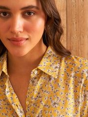 YELLOW FLORID PROM SHIRT