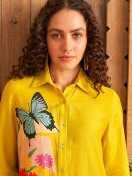 YELLOW NILGIRI COLLARED BUTTON DOWN SHIRT