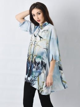 BLUE LOTUS SIDE PANEL SHIRT