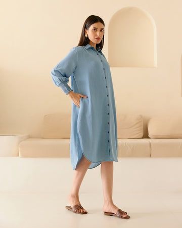 DENIM BLUE WHITNEY DRESS