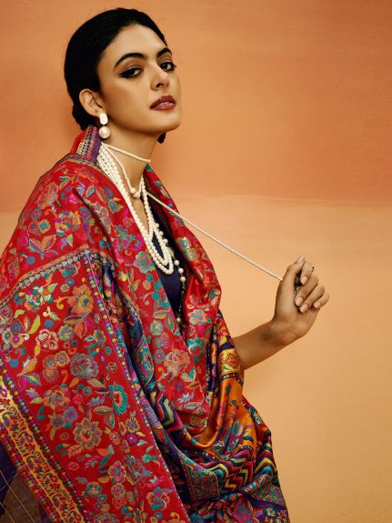 SAREE MALL Women's Cotton Silk Navy Blue Woven Design Designer Saree With Blouse Piece