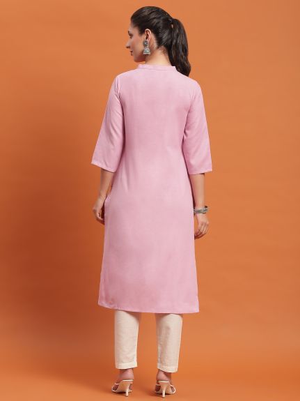 Shree Women Liva (Rayon) Lilac Solid Kurta