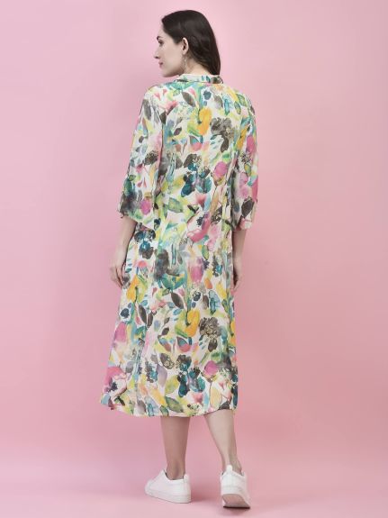 Shree Women Liva (Rayon) Multicolor Abstract Print Dress
