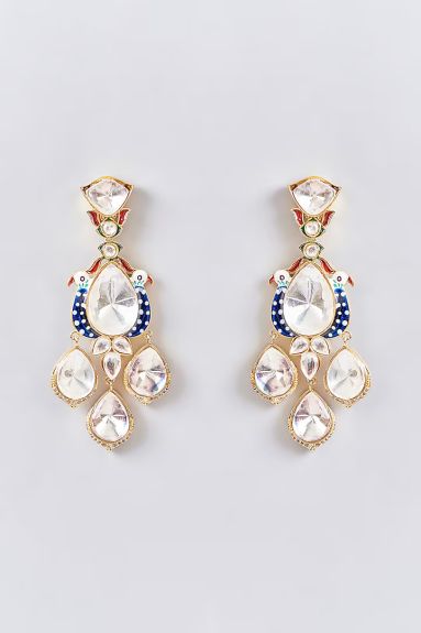 Gold Plated Kundan Polki Dangler Earrings