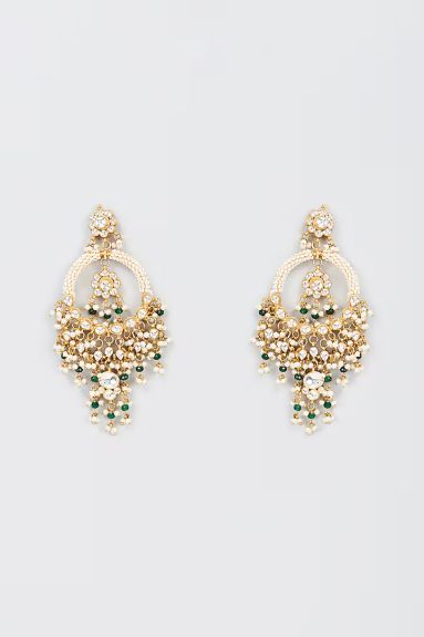 Adityam Jewels,Gold Finish Kundan Polki Chandbali Earrings