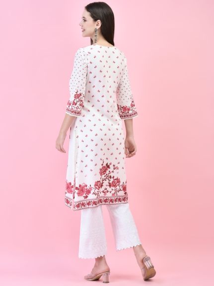 Shree Women Liva (Rayon) Maroon Floral Print Kurta