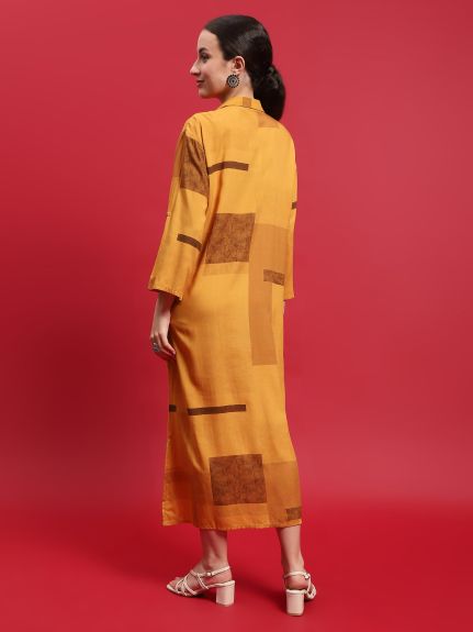 Shree Women Liva (Rayon) Mustard Solid Dress
