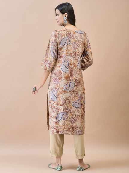 Shree Women Shantoon Brown Solid Kurta