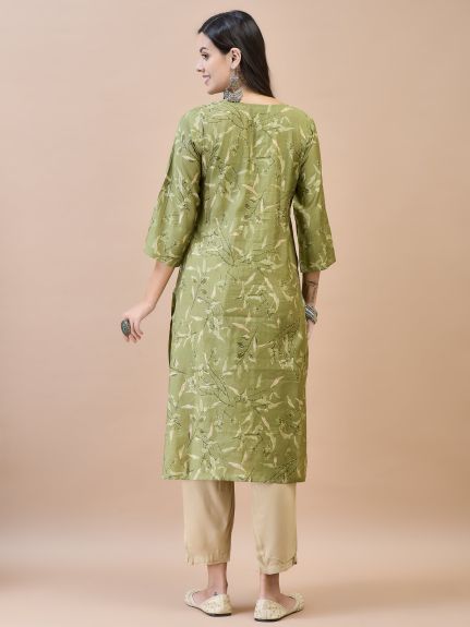 Shree Women Shantoon Green Solid Kurta