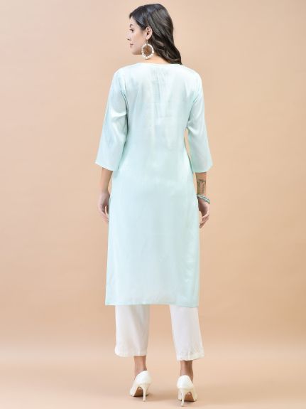 Shree Women Shantoon Blue Solid Kurta