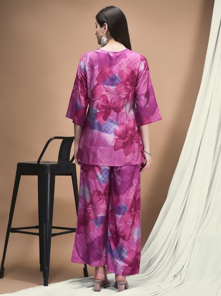 Shree Women Liva Lilac Printed Co-Ord Set