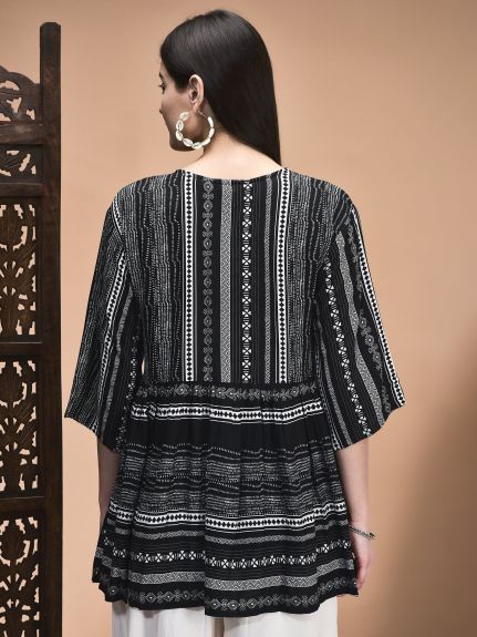 Shree Women Liva Black Printed Tunic