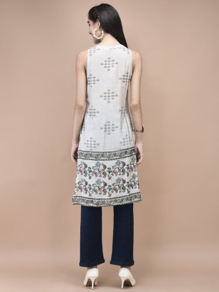 Shree Women Muslin Blue Mughal Print Kurta