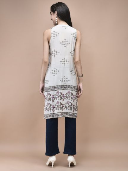 Shree Women Muslin Magenta Mughal Print Kurta