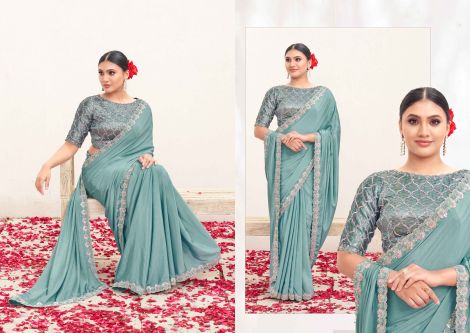 Women's Pure Crepe Silk Saree with Dual Sequence Handwork | Firoji