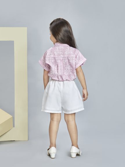 Peppermint Girls Pink Floral Shorts with Top