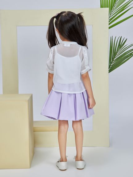 Peppermint Girls Purple Plain Skirt with Top & Inner - 1-2Y