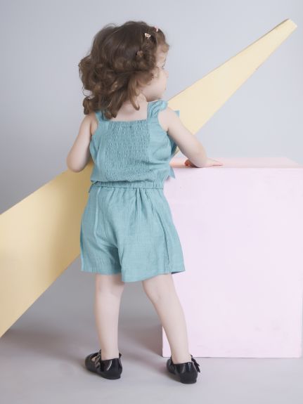 Peppermint Girls Green Plain Skort with Top - 1-2Y