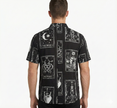 Tarot Card Woven Button-Up MEN'S SHIRT