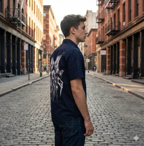 Wicked Bat Eyeball Woven Button-Up MEN'S SHIRT - Black