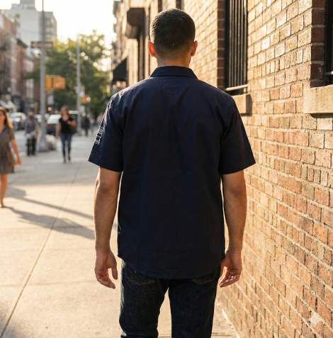 Skull Patch Zip-Up Woven Shirt MEN'S SHIRT - Black & White