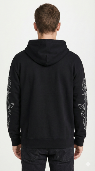 "Forever & Never" Skull & Rose Zip-Up Men's Hoodie - Black
