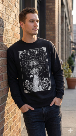 Gothic Victorian "Spiderweb Umbrella" Graphic Sweatshirt