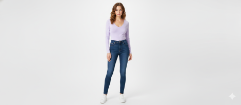 Women's Lilac V-Neck Long Sleeve Fitted Crop Top