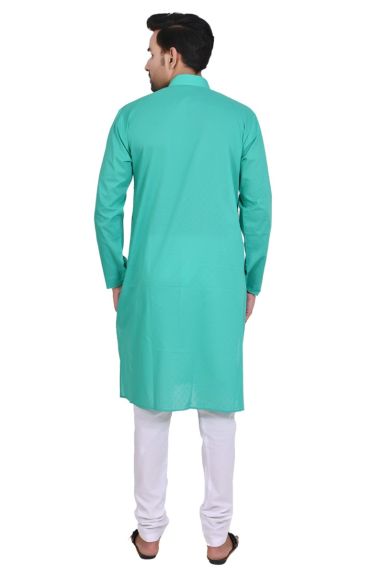 Men's Cotton Solid Kurta with Aligarhi Pyjama