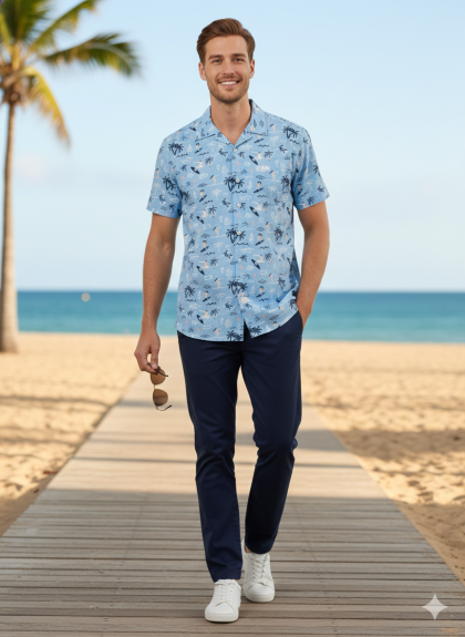 Sky Blue - Tropical Beach Print