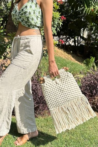House of Macrame Handcrafted Macrame 'Boho' Tote Bag
