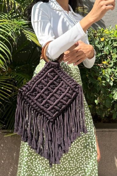 House of Macrame 'Heer' Hand-Bag - COFFEE BROWN