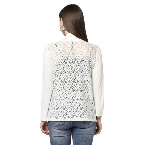 ESPRESSO Women Long Sleeve 100% Viscose Long Lace Open Shrug with Pockets