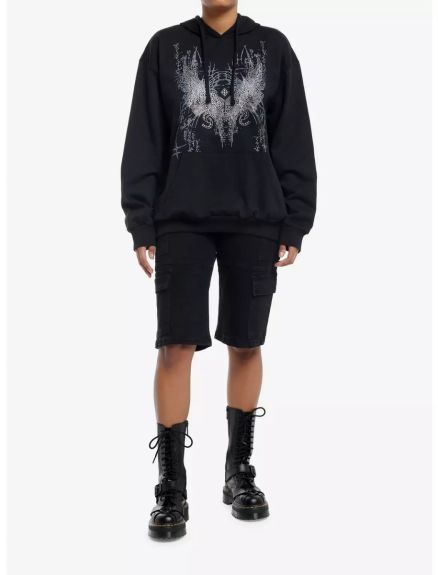 Winged Heart Rhinestone Girls Hoodie