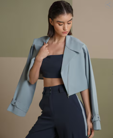 The Dapper Lady, Cuffed Sleeve Jacket With Side Zip