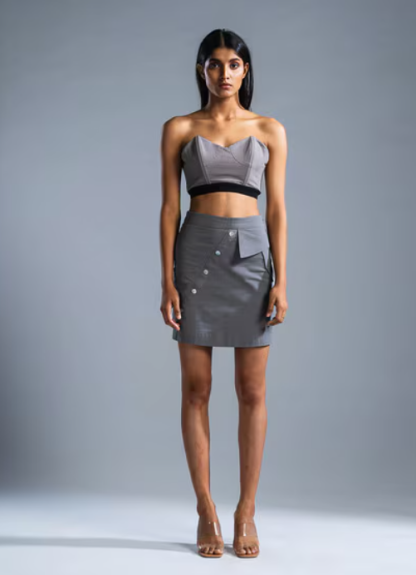 Primal Gray,Deconstructed Short Straight Skirt