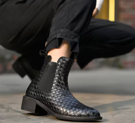 SHOETOPIA,Women Checked Ankle-Length Boots