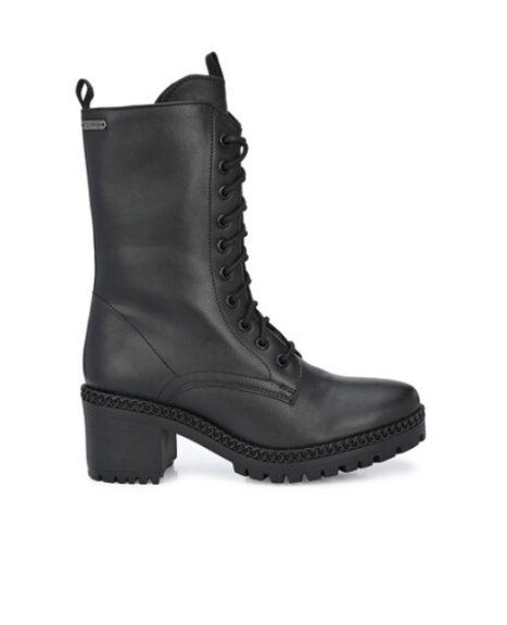 DELIZE, Textured Lace-Up Mid-Calf Length Boots