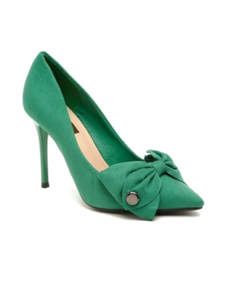 FLAT N HEELS, Pointed-Toe Pumps with Bow Accent
